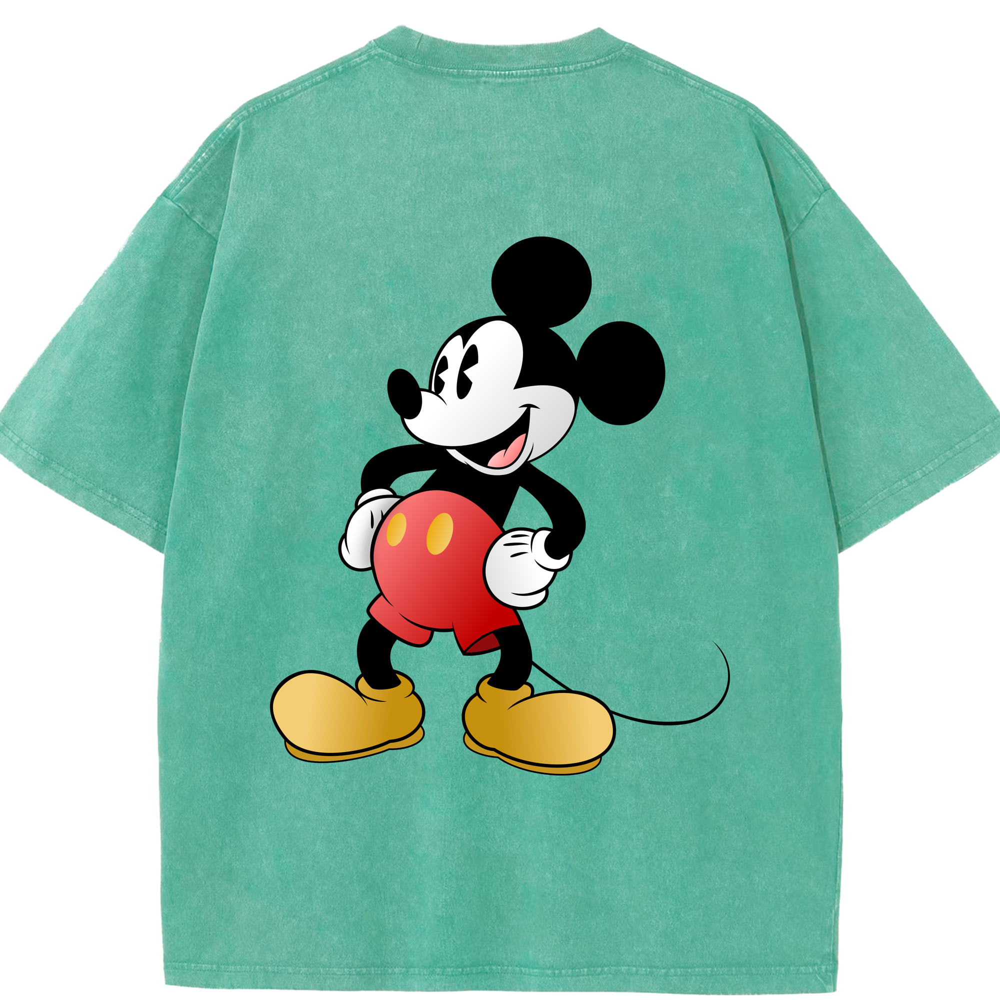 （画像用） ミッキーマウス Mickey Mouse 綿100% ヴィンテージ風 半袖Tシャツ（背面プリント）